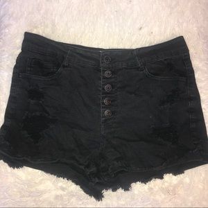 High waisted distressed shorts